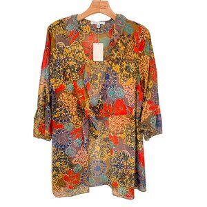 CAbi Shakespeare ruffle tie front kimono top jacket Size XL womens New